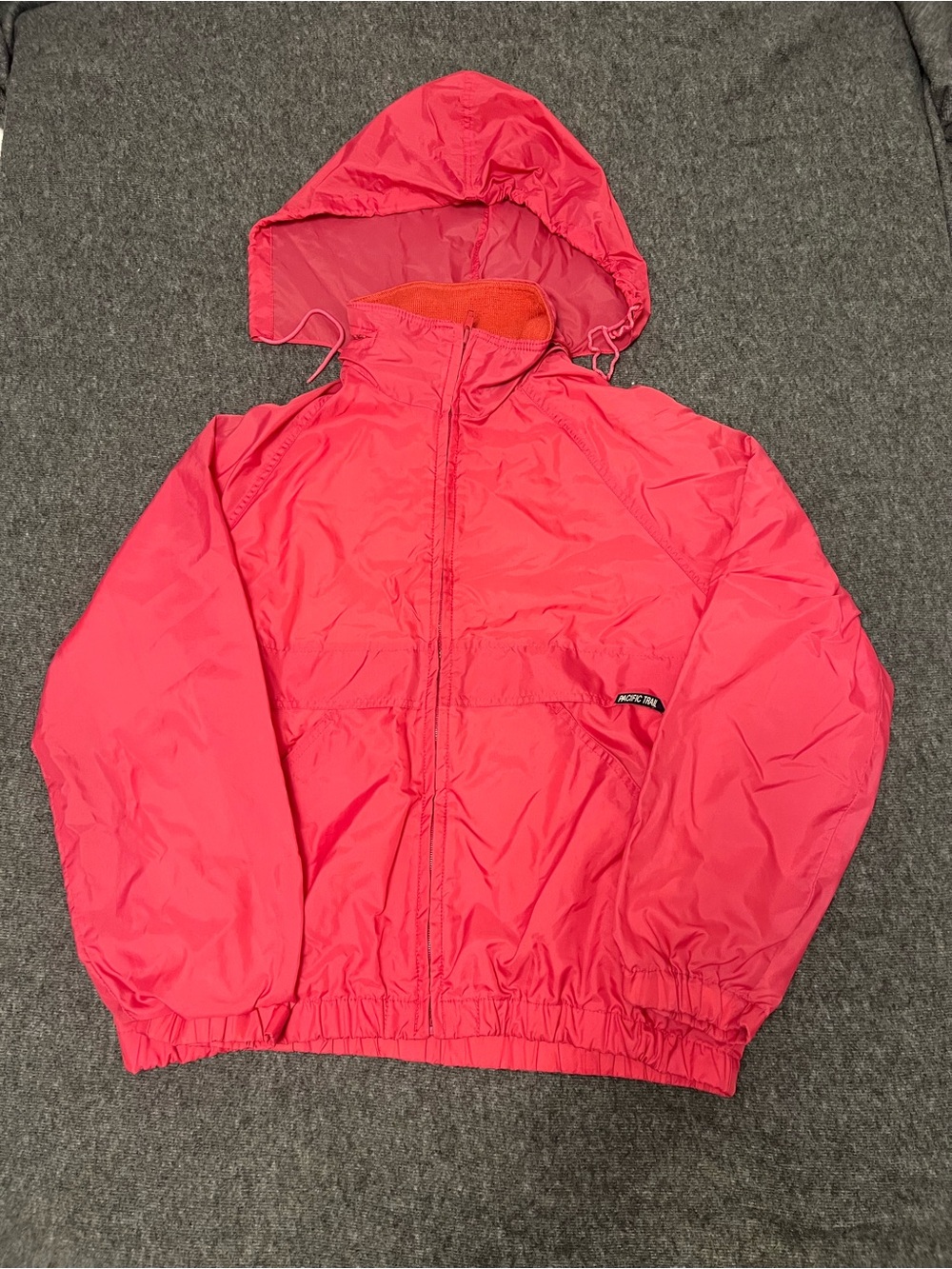 Pacific Trail Vintage Windbreaker Jacket Pink Red Hooded Size Medium Women’s